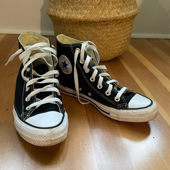 Converse black canvas high tops, sz 7.5 - Picture 2 of 9